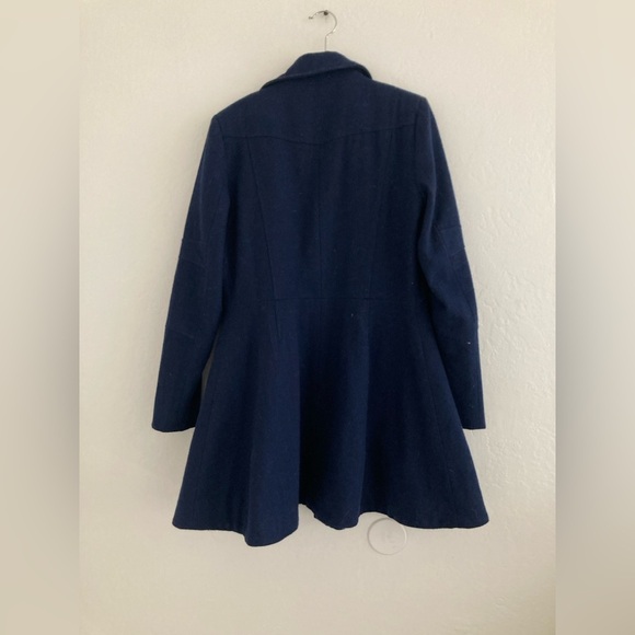 ASOS Wool Blend Coat Full Zip Navy Blue Asymmetric Military Preppy Corpcore US 8 - Picture 8 of 14